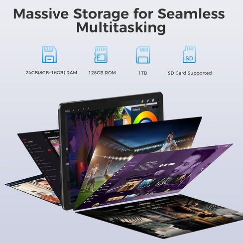 11 بوصة قرص ، Android 15 Tablet 2560 * 1600ips 2.5k Widevine L1 ، G100 (MT8781) معالج الثماني الأوكتا ، ذاكرة وصول عشوائي 24 جيجابايت ، ROM 128GB ، Wi-Fi 6 & Bluetooth 5.2 ، 8200mAh بطارية in Saudi Arabia