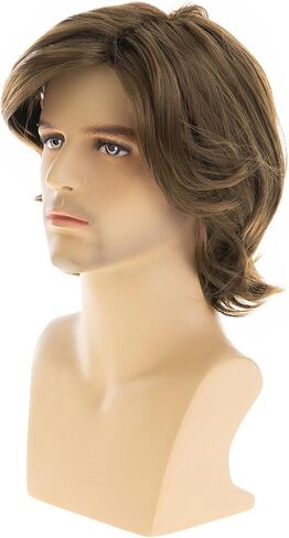 RicHyun Mens Blonde Wig Natural Layered Short Blonde Side Part Synthetic Halloween Cosplay Costume Party Full Wigs for Male Guys in Kuwait