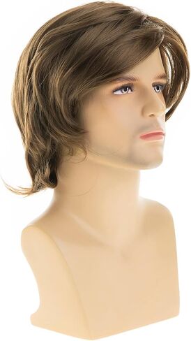 RicHyun Mens Blonde Wig Natural Layered Short Blonde Side Part Synthetic Halloween Cosplay Costume Party Full Wigs for Male Guys in Kuwait