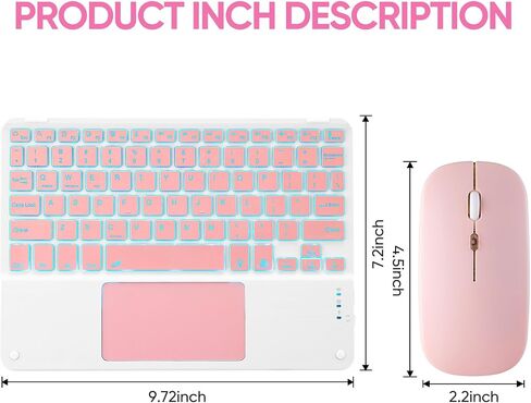 Ultra-Slim Bluetooth Keyboard with Built-in Touchpad and Mouse Portable Mini Wireless Keyboard Rechargeable 7-Color Backlit for Apple iPad iPhone Samsung Tablet iPhone Smartphone iOS Android Windows in Saudi Arabia