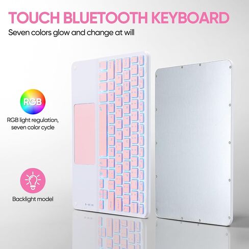 Ultra-Slim Bluetooth Keyboard with Built-in Touchpad and Mouse Portable Mini Wireless Keyboard Rechargeable 7-Color Backlit for Apple iPad iPhone Samsung Tablet iPhone Smartphone iOS Android Windows in Saudi Arabia