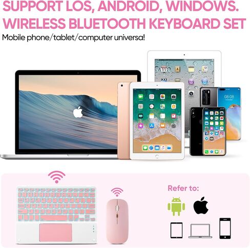Ultra-Slim Bluetooth Keyboard with Built-in Touchpad and Mouse Portable Mini Wireless Keyboard Rechargeable 7-Color Backlit for Apple iPad iPhone Samsung Tablet iPhone Smartphone iOS Android Windows in Saudi Arabia