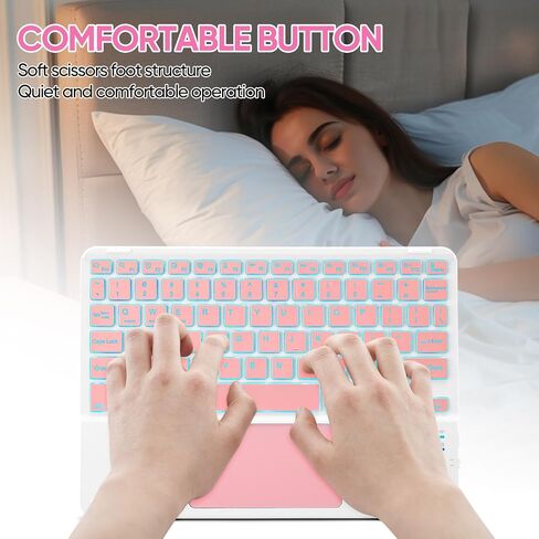 Ultra-Slim Bluetooth Keyboard with Built-in Touchpad and Mouse Portable Mini Wireless Keyboard Rechargeable 7-Color Backlit for Apple iPad iPhone Samsung Tablet iPhone Smartphone iOS Android Windows in Saudi Arabia