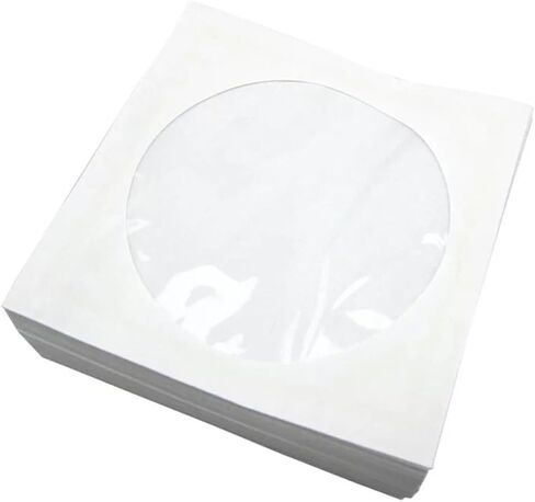 100 PCS CD Paper Pags Case DVD Case for Home Cinema White CD Wallet Window Design لتنظيم الأقراص in Saudi Arabia