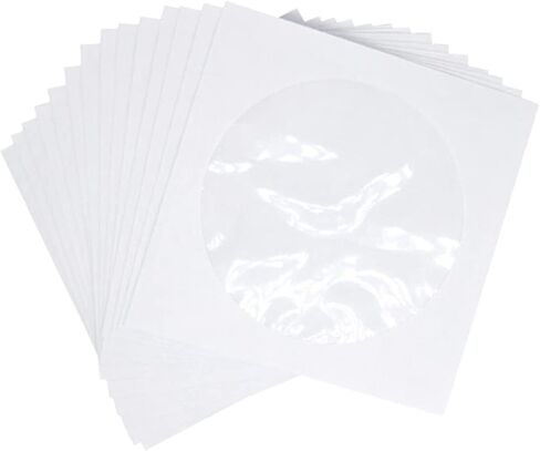 100 PCS CD Paper Pags Case DVD Case for Home Cinema White CD Wallet Window Design لتنظيم الأقراص in Saudi Arabia