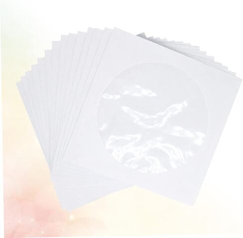 100 PCS CD Paper Pags Case DVD Case for Home Cinema White CD Wallet Window Design لتنظيم الأقراص in Saudi Arabia