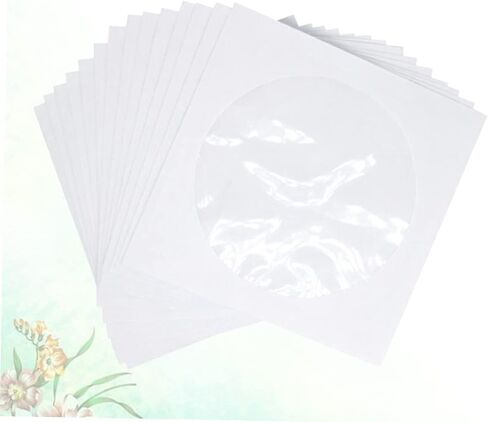 100 PCS CD Paper Pags Case DVD Case for Home Cinema White CD Wallet Window Design لتنظيم الأقراص in Saudi Arabia