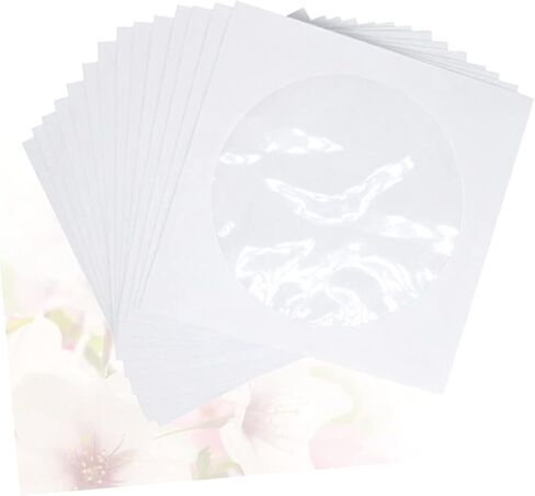 100 PCS CD Paper Pags Case DVD Case for Home Cinema White CD Wallet Window Design لتنظيم الأقراص in Saudi Arabia