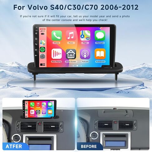 2G+64G لـ Volvo C30 S40 V50 C70 2006-2012 CAR Radio مع Carplay Android Auto - 9 بوصة شاشة تعمل بالركض Android 13 - GPS/WiFi/Bluetooth/FM/SWC/HD كاميرا احتياطية in Kuwait
