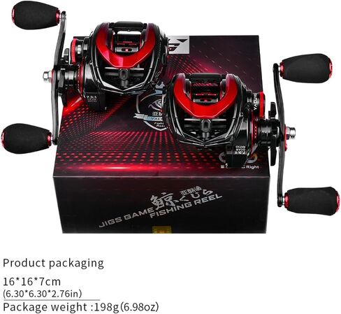 Generic MAIZHOU Baitcasting Fishing Reels - 7.3:1 Gear Ratio Magnetic Braking System Carbon Fiber Drag Low Profile 6+1 Ball Bearings Fish Casting Baitcaster Fishing Reel Left Hand, 120, BLACK-RED in Saudi Arabia