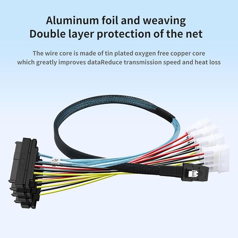 SFF8087 إلى 4x SFF8482 كابل محول 0.5 م/1.64 قدم ، Mini SAS إلى SAS مع موصل طاقة موليكس 4 دبوس لتوسيع الخادم/التخزين HDD متوافق مع محركات SATA in Kuwait