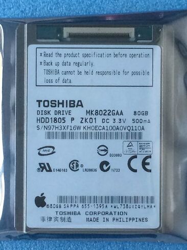 1.8 "MK80222GAA HDD1805 5MM ZIF DISK DISK محرك 80 جيجابايت لـ iPod Classic 6th Gen in Saudi Arabia