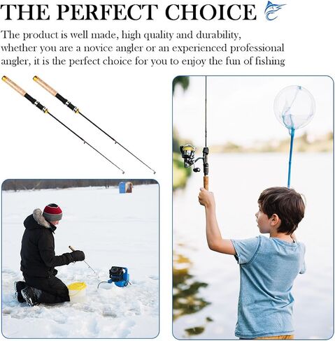 Telescopic Ice Fishing Rod, 2 Packs Mini Fishing Rod Cork HandlePortable Travel Fishing Pole for Saltwater Freshwater Fishing, 25Inch in Saudi Arabia