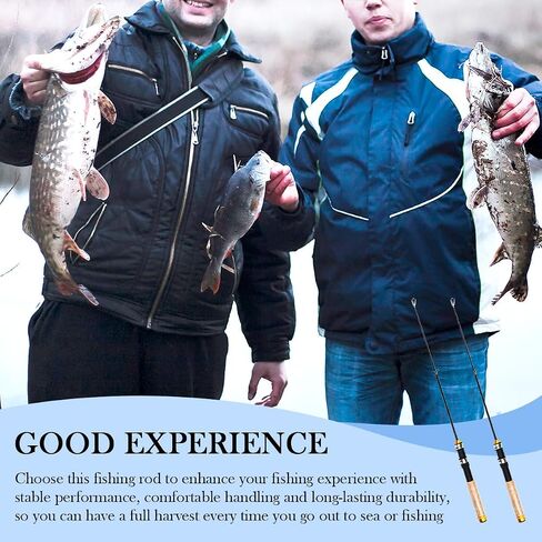 Telescopic Ice Fishing Rod, 2 Packs Mini Fishing Rod Cork HandlePortable Travel Fishing Pole for Saltwater Freshwater Fishing, 25Inch in Saudi Arabia
