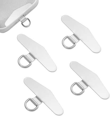 4pcs Phone Tether Tags, 1.89x0.91in Metal Cell Phone Lanyard Patch Silver Phone Strap Tether Tabs Stainless Steel Phone Lanyard Pad for Mobile Phones Most Smartphones in Saudi Arabia