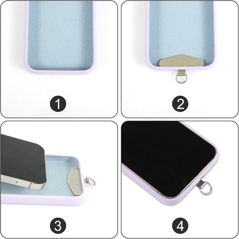 4pcs Phone Tether Tags, 1.89x0.91in Metal Cell Phone Lanyard Patch Silver Phone Strap Tether Tabs Stainless Steel Phone Lanyard Pad for Mobile Phones Most Smartphones in Saudi Arabia