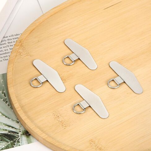 4pcs Phone Tether Tags, 1.89x0.91in Metal Cell Phone Lanyard Patch Silver Phone Strap Tether Tabs Stainless Steel Phone Lanyard Pad for Mobile Phones Most Smartphones in Saudi Arabia