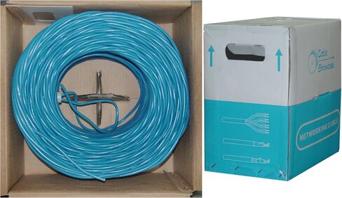 CableWholesale 1000 Foot Bulk Shielded Cat6 Blue Ethernet Cable, Stranded, 24AWG Network Cable, 4 Pair Stranded Bare Copper, Shielded Twisted Pair (STP) Internet Patch Cable with Pull Box in Saudi Arabia