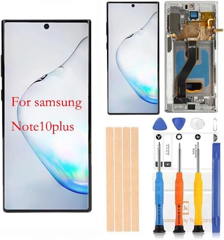 Amoled LCD for Samsung Galaxy Note10Plus N975 Digitizer Screen LCD Display Touch Assembly Replacement N975 N975A N975F N975P N975R4 T U V W 6.8 inch by Qvouaw[ Silver with Frame] in Kuwait