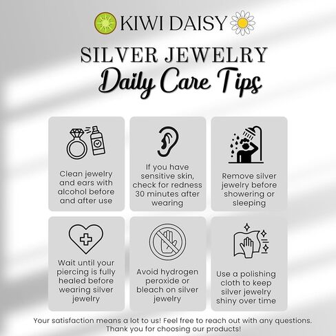 أقراط كيوي ديزي من الفضة الإسترلينية مضادة للحساسية بطباعة مخالب صغيرة، ثقوب متعددة، للغضروف، اللولب، ثقب الأذن الثانية (خالية من النيكل) in Kuwait