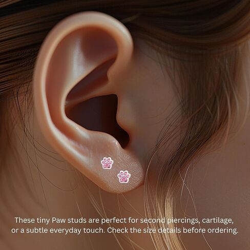 أقراط كيوي ديزي من الفضة الإسترلينية مضادة للحساسية بطباعة مخالب صغيرة، ثقوب متعددة، للغضروف، اللولب، ثقب الأذن الثانية (خالية من النيكل) in Kuwait