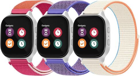 GEAK 3 Pack Kids Nylon Strap Compatible with Gizmo Watch 3 2 1/Gabb Watch 3e 3 2 1 Band Replacement, 20mm Quick Release Solo Loop Cute Stretchy Compatible with Gizmo Watch Band for Kids Boys Girls in Saudi Arabia