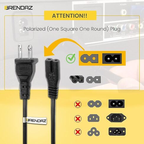 (5-Pack) Polarized Power Cord C7, 10ft. 2 Prong AC Power Cable, Compatible with Vizio D, E, M Series HDTV TV, Vizio Sound Bar, TV Power Cord Replacement. (10-Feet) in Kuwait