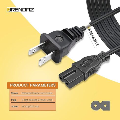 (5-Pack) Polarized Power Cord C7, 10ft. 2 Prong AC Power Cable, Compatible with Vizio D, E, M Series HDTV TV, Vizio Sound Bar, TV Power Cord Replacement. (10-Feet) in Kuwait