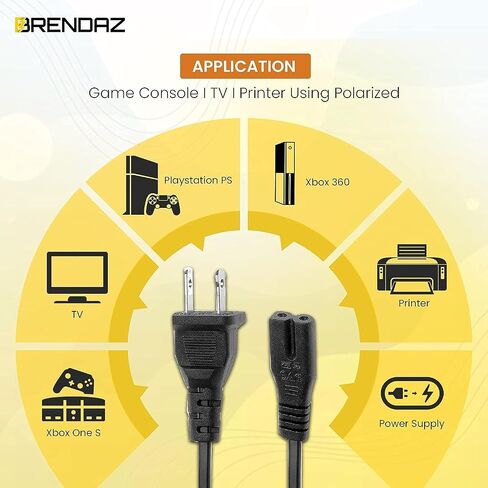 (5-Pack) Polarized Power Cord C7, 10ft. 2 Prong AC Power Cable, Compatible with Vizio D, E, M Series HDTV TV, Vizio Sound Bar, TV Power Cord Replacement. (10-Feet) in Kuwait
