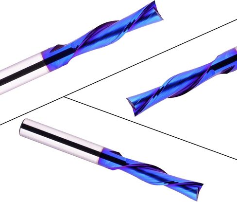 CNC Router Bits 1/4" Shank Down Cut End Mill Tools for Wood Cut Carving | Perfect for Cutting Dados, Grooves and Rabbets.Solid Carbide, with Nano Blue Coating,for Wood Cut Carving Engraving in Kuwait