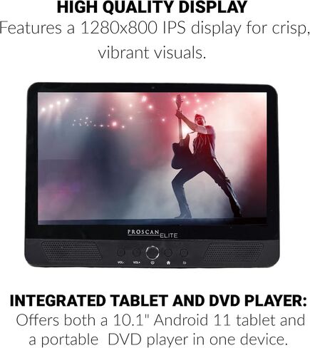 PROSCAN Elite 10.1" Quad Core Tablet/Portable DVD Combo 2GB/32GB Android 11 PELTDV1029 (Renewed) in Kuwait