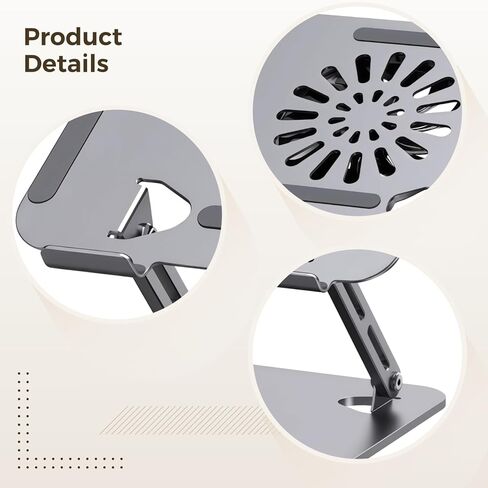 Anti-Slip Base, USB Cooling Pad with Fan, Desk Riser Ergonomic, Adjustable Cooling Stand for Laptop and Tablet, Carbon Steel Frame, Fits 10–17 Inch Devices in Kuwait