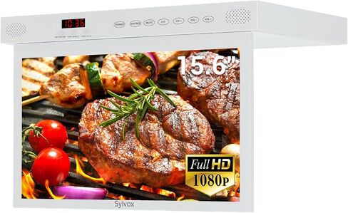 SYLVOX 15.6 inch Smart TV for Kitchen, Under Cabinet TVs, Small Television | 1080P FHD, 12V DC AC Powered, Rotated & Folded Save Space, Google OS, for Kitchen Bedroom Laundry Room RV Camper (Black) in Kuwait