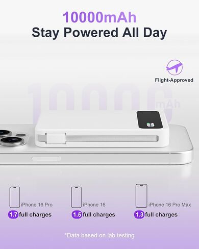 Magnetic Power Bank, 10,000mAh Wireless Portable Charger for Mag-Safe 15W Fast Charging, Battery Pack with USB-C Cable 20W in/Out for iPhone Air/17/16/15/14/13/12/Plus/Pro/Pro Max, AirPods & More in Saudi Arabia