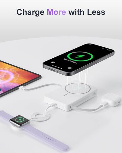 Magnetic Power Bank, 10,000mAh Wireless Portable Charger for Mag-Safe 15W Fast Charging, Battery Pack with USB-C Cable 20W in/Out for iPhone Air/17/16/15/14/13/12/Plus/Pro/Pro Max, AirPods & More in Saudi Arabia