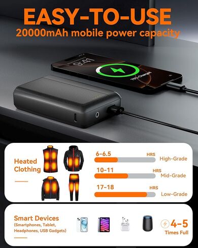 حزمة بطارية السترة ذات الترقية المدفوعة - 7.4v2a 10000mah ناتج العاصمة القابلة لإعادة الشحن لأورورو وسترات السترات التدفئة معاطف السراويل بطارية الملابس الداخلية ، مع محول توصيل DC وملحقات الشحن in Kuwait