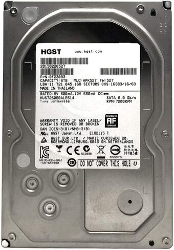HGST Ultrastar 6TB 3.5inch 128MB Cache 7200RPM SATA 6.0GB/S محرك داخلي للمؤسسة الداخلية - HUS726060ALE614 (لجهاز سطح المكتب/MAC ، NAS ، CCTV DVR ، نظام الاستقصاء ، RAID ، خادم) (متجدد) in Saudi Arabia