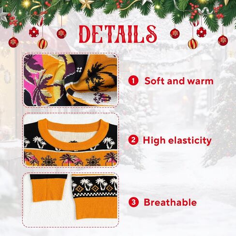 Ugly Christmas Sweater, Holiday Crewneck Cardigan for Women Men, Long Sleeve Knit Pullover Gifts for Christmas in Saudi Arabia