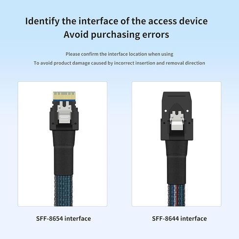 SFF-8654 4I إلى SFF-8087 مضيف لاستهداف كبل RAID عالي السرعة 1M/3.28 قدم محول HDD/SSD لتخزين الخادم/مركز البيانات (Mini SAS HD إلى MINI SAS) in Kuwait