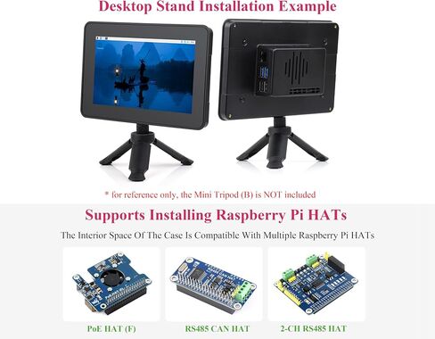 Protective Case Compatible with Raspberry Pi 7inch Touch Display 2 and Raspberry Pi 5, Support Multiple 7inch Screens, Supports Installing RPi Hats, Reserved Rich Interfaces in Saudi Arabia