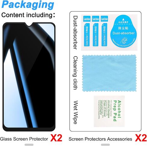 [2+1 Pack] Privacy Screen Protector+Instant paste warehouse for Samsung Galaxy A15 5G|Anti-Spy Tempered Glass with Fingerprint Unlock Support, Anti-Scratch, 9H Hardness & Easy Installation in Saudi Arabia