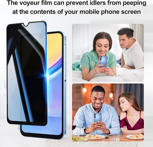 [2+1 Pack] Privacy Screen Protector+Instant paste warehouse for Samsung Galaxy A15 5G|Anti-Spy Tempered Glass with Fingerprint Unlock Support, Anti-Scratch, 9H Hardness & Easy Installation in Saudi Arabia