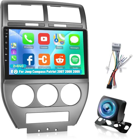 [2g+64g] سيارات راديو سيارات لجيب بوصلة باتريوت 2007 2008 ، شاشة أندرويد شاشة باتريوت ، carplay/Android Auto/Bluetooth/WiFi in Kuwait