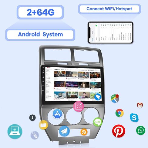 [2g+64g] سيارات راديو سيارات لجيب بوصلة باتريوت 2007 2008 ، شاشة أندرويد شاشة باتريوت ، carplay/Android Auto/Bluetooth/WiFi in Kuwait