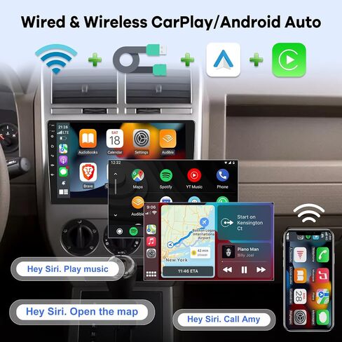 [2g+64g] سيارات راديو سيارات لجيب بوصلة باتريوت 2007 2008 ، شاشة أندرويد شاشة باتريوت ، carplay/Android Auto/Bluetooth/WiFi in Kuwait