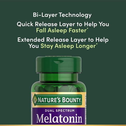 Nature's Bounty Melatonin 5mg Dual Spectrum, 100% Drug Free Sleep Supplement, Quick Release and Extended Release, Promotes Relaxation and Sleep Health, 60 Bi-Layer Tablets (Pack of 2) in Saudi Arabia