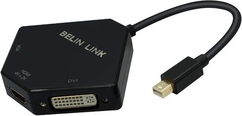 Thunderbolt to HDMI+VGA+DVI Adapter, Mini dp （Display Port） to HDMI VGA DVI Gold-Plated Connector 3 in 1video Adapter, for MacBook Pro mac Book air Surface pro(Cobra Appearance) (Black) in Saudi Arabia