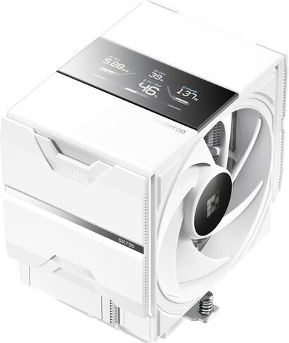 SK700V White AM5 مبرد الهواء الرقمي ، تصميم برج واحد ، مروحة تقنية عالية الأداء ، و 7 أنابيب حرارة نحاسية ، قفل L-rail ، تبديد حرارة 220 واط in Kuwait
