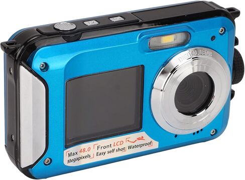 كامل HD 2.7 كيلو 48 ميجابكسل 10 أقدام مقاومة للماء الكاميرا الرقمية تحت الماء 16x Zoom Digital Armon الخلفية الكاميرا المزدوجة المقاومة للماء للسباحة السفر الغطس (الأزرق) in Kuwait