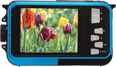 كامل HD 2.7 كيلو 48 ميجابكسل 10 أقدام مقاومة للماء الكاميرا الرقمية تحت الماء 16x Zoom Digital Armon الخلفية الكاميرا المزدوجة المقاومة للماء للسباحة السفر الغطس (الأزرق) in Kuwait